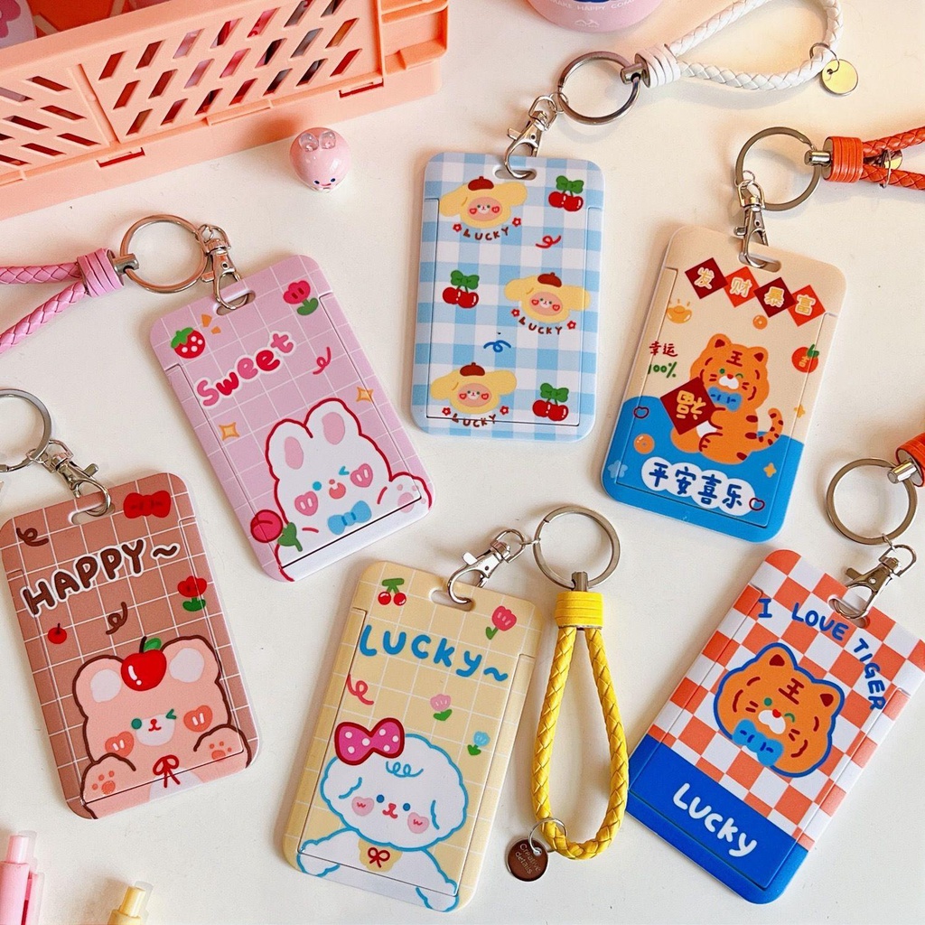 Agustina Wanita Gantungan Kunci Key Holder Dekorasi Unik Slide Cover Bus Card Cover Desain Kartun Bunny Anak Hadiah Gantungan Kunci Ornamen