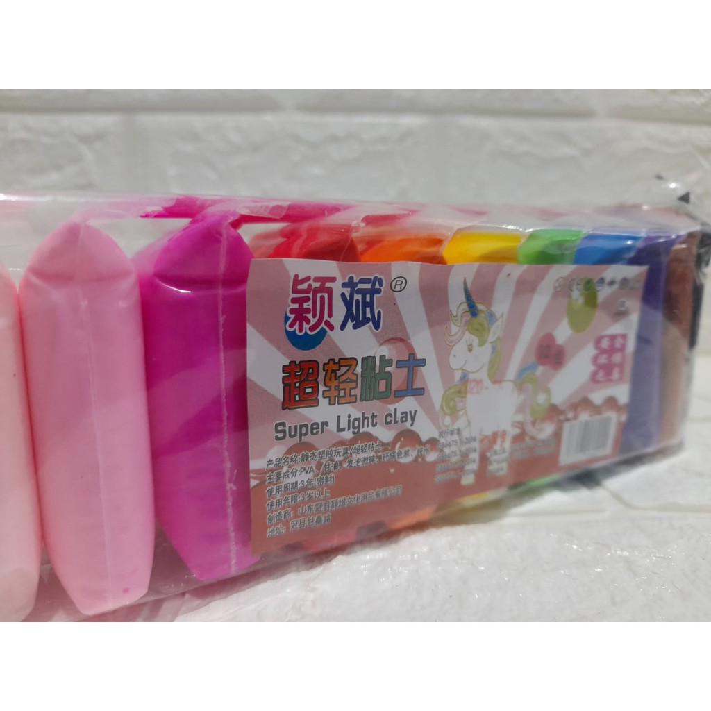 Super Light Clay Mainan Anak Clay Plastisin / Lilin Mainan 12 Warna