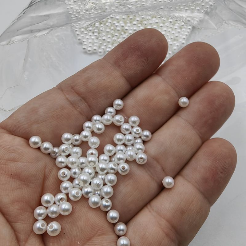 10 GRAM MUTIARA JAHIT PREMIUM / MUTIARA LUBANG KUALITAS HALUS DAN KILAU WARNA PUTIH DAN BW PUTIH TULANG