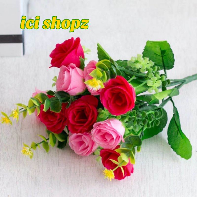 BUNGA MAWAR ISI 10 KUNTUM / BUNGA PLASTIK-1