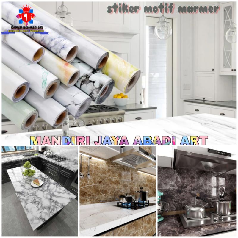 Stiker Furniture Lemari Meja Pintu Dinding Lantai Dapur Motif Marmer Dan Serat Kayu Anti Air Minyak Tahan Panas / Wallpaper / Wall Sticker / Walpaper Waterproof