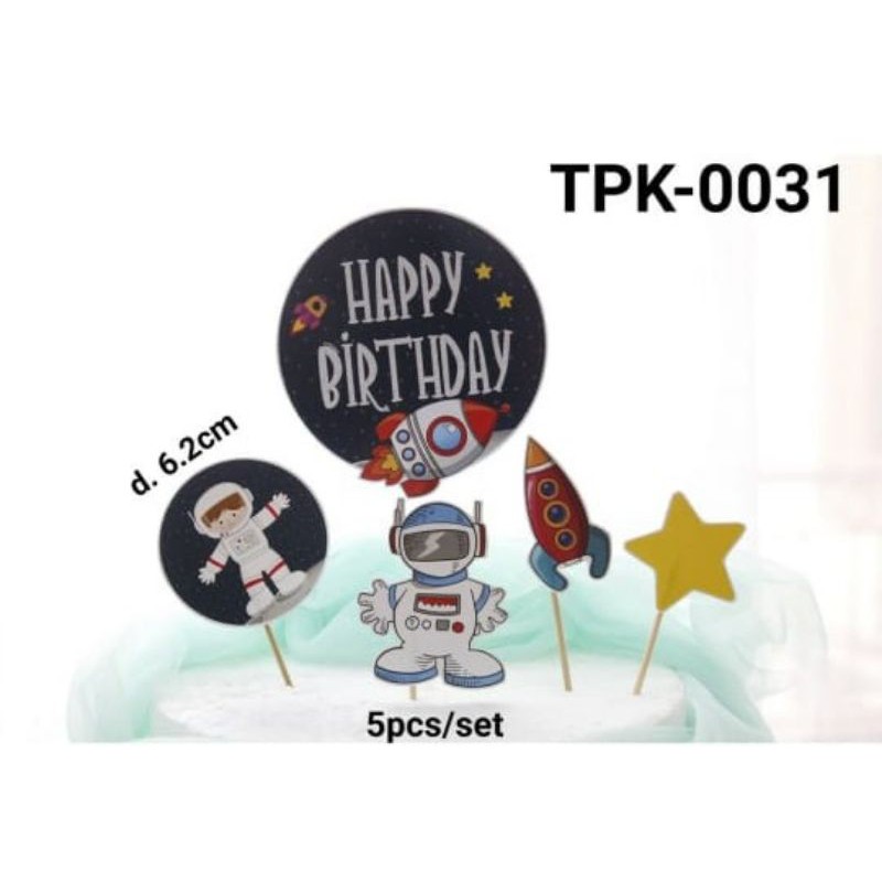WINDBLOWN CAKE TOPPER ROCKET ASTRONOT / HIASAN KUE ULANG TAHUN BOY BIRTHDAY HBD ULTAH