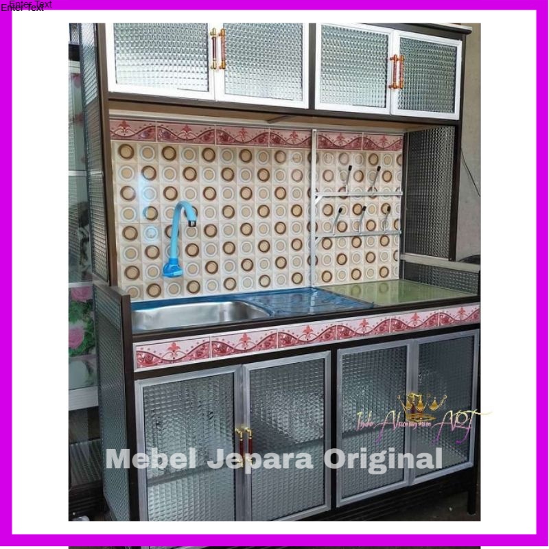 Lemari Dapur & Wastafel - Rak Dapur Kaca Pintu 8 Bahan Alumunium Modern