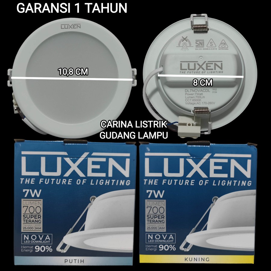 LUXEN NOVA PANEL LED 7W IB BULAT SNI GARANSI 1 TAHUN - KUNING WW 3000K