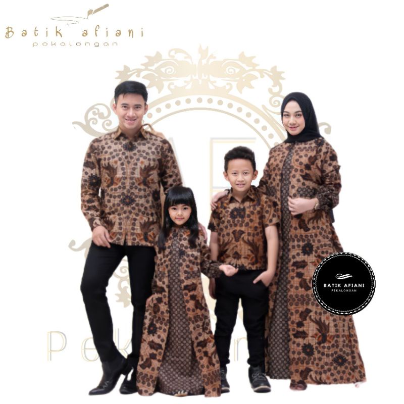 Batik Couple Keluarga Gamis Busui Motif Prasasti Batik Keluarga Seragam