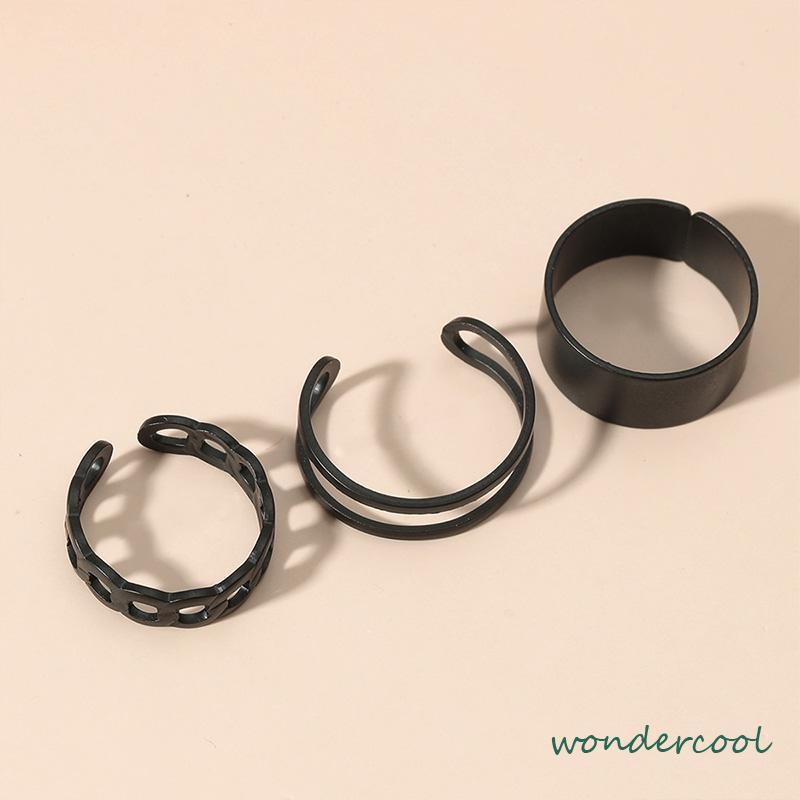 3pcs Set Cincin Jari Knuckle Gaya Vintage Punk Korea Untuk Pria Dan Cincin Wanita -Won