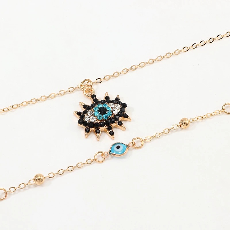 Vintage Fashion Multilayer Evil Eye Necklace Pendant Clavicle Chain Long Necklace