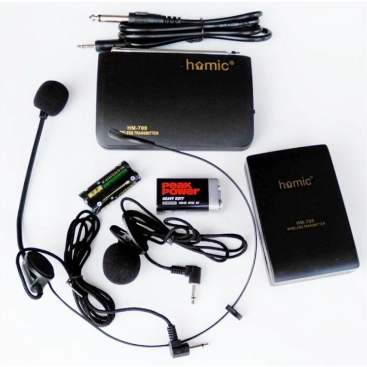 Homic HM-709 Mic Wireless Vokal Mic Senam Mic Imam Masjid Clip On Original