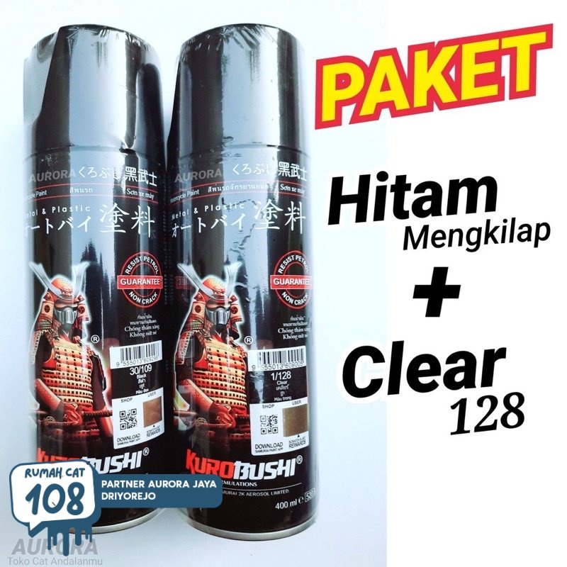 

Rumah Cat - Paket Samurai Black 109 + Clear 128 Pilox Hitam Mengkilap Cat Pilok Pylox Vernis Gloss Rumah Cat Motor dan Mobil