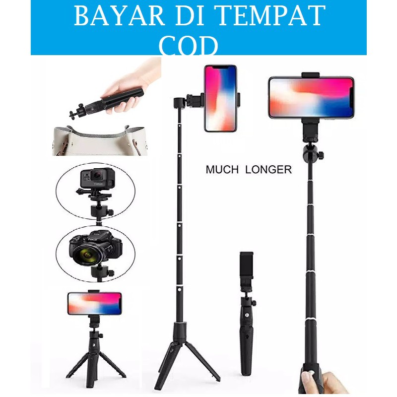 Tongsis Tripod 3 in 1 K20 Alluminium Alloy dengan Bluetooth Remote