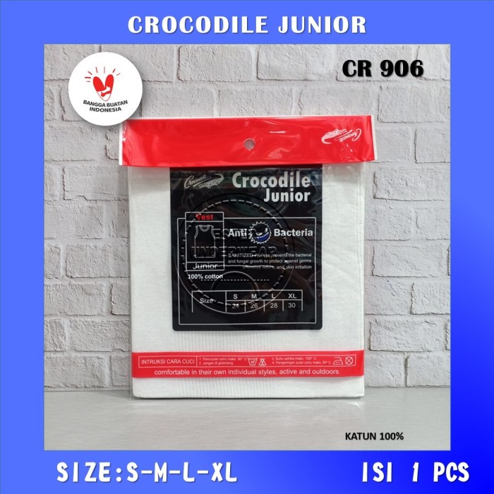 Kaos Dalam Anak Singlet Crocodile Junior CR 906 Putih ISI 1Pcs