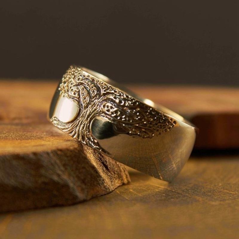 Fancyqube Cincin Desain Pohon Kehidupan Lapis Emas 14k 925 Silver Gaya Eropa Amerika Untuk Hadiah Hari Ibu
