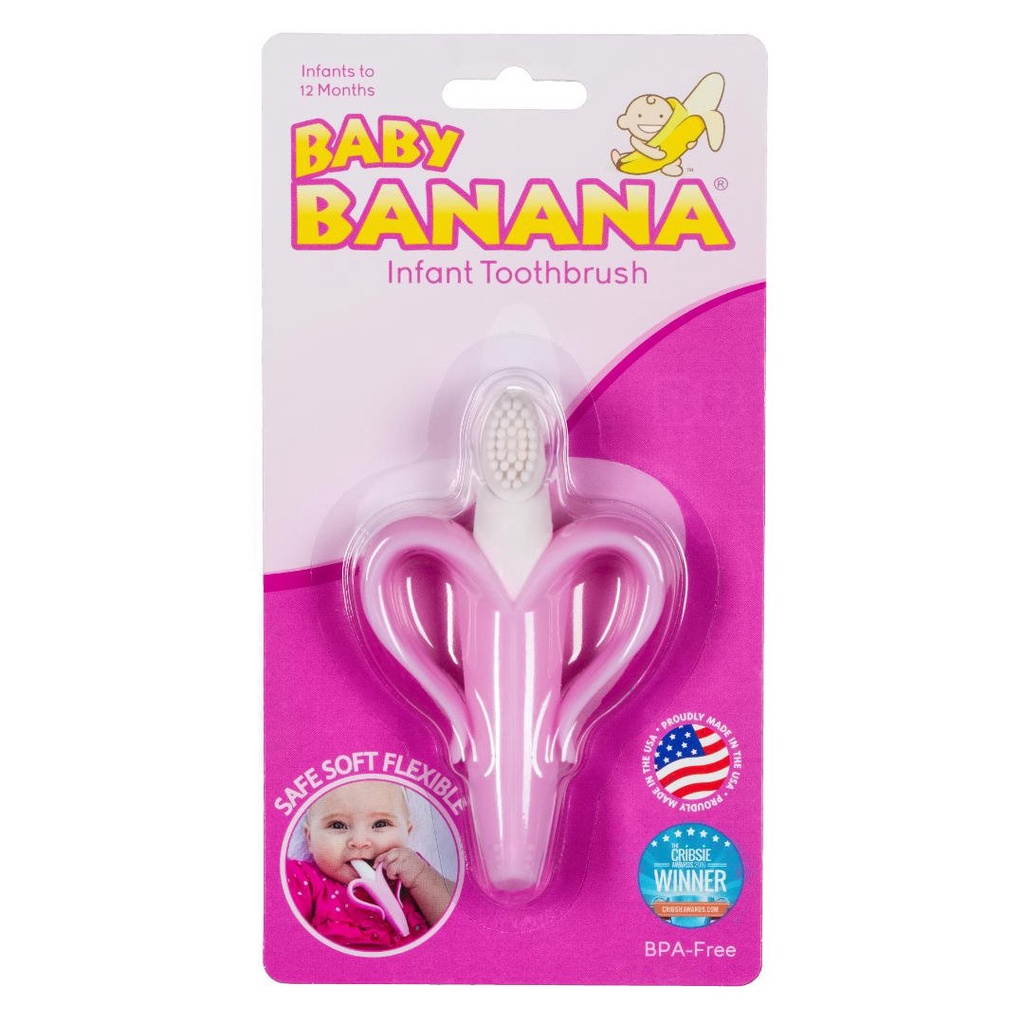 Baby Banana Toothbrush / Training Teether Tooth Brush for Infant, Baby, and Toddler / Sikat Gigi Bayi Silikon / Perawatan Mulut Bayi 12m+ (Tersedia varian warna)