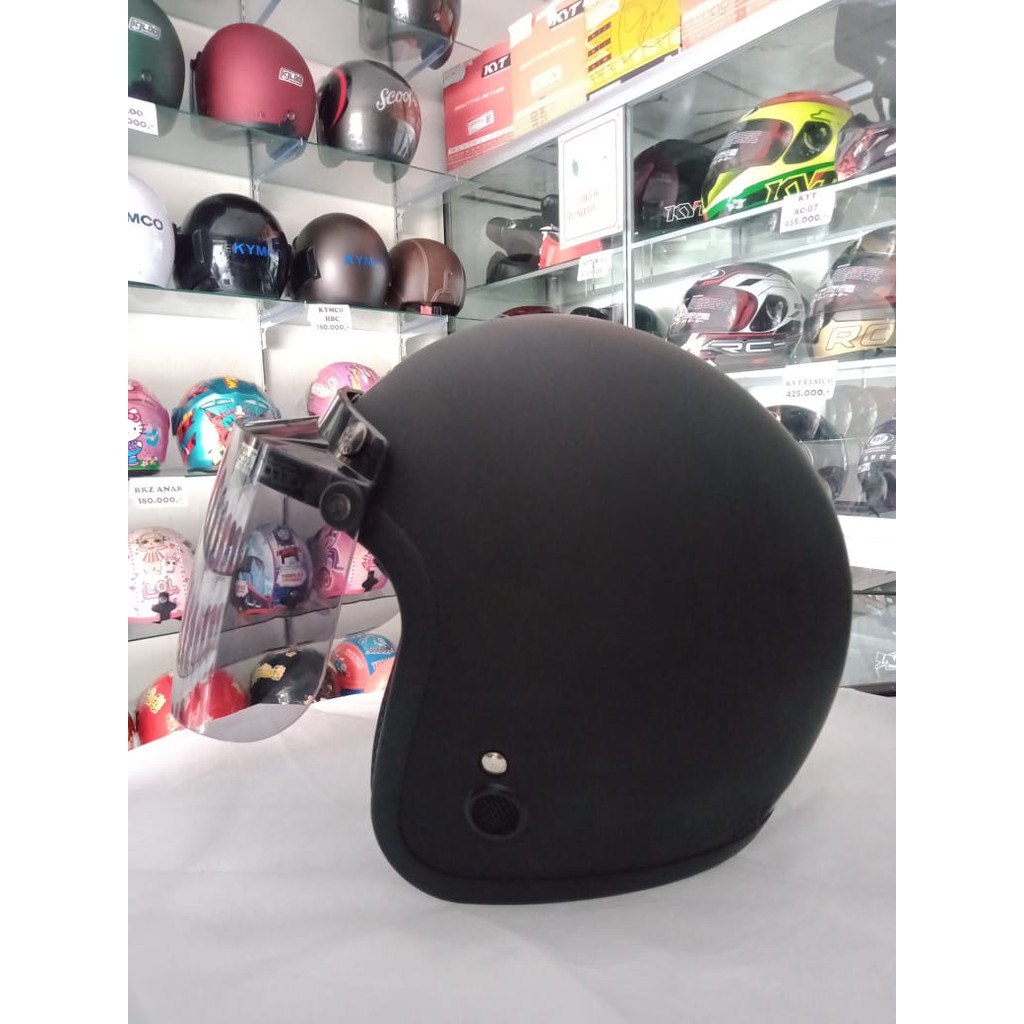 Helm Igloo Polos Kaca Bogo Datar Original Warna Hitam Doff Bisa COD Helm Murah Free Packing Kardus