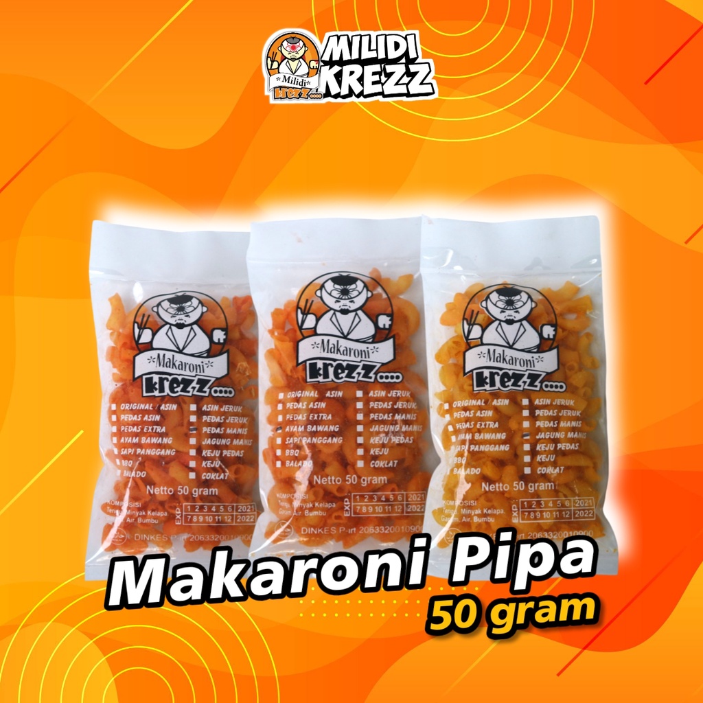 

Makaroni Pipa 50gr Makroni Cemilan Pedas MilidiKrezz