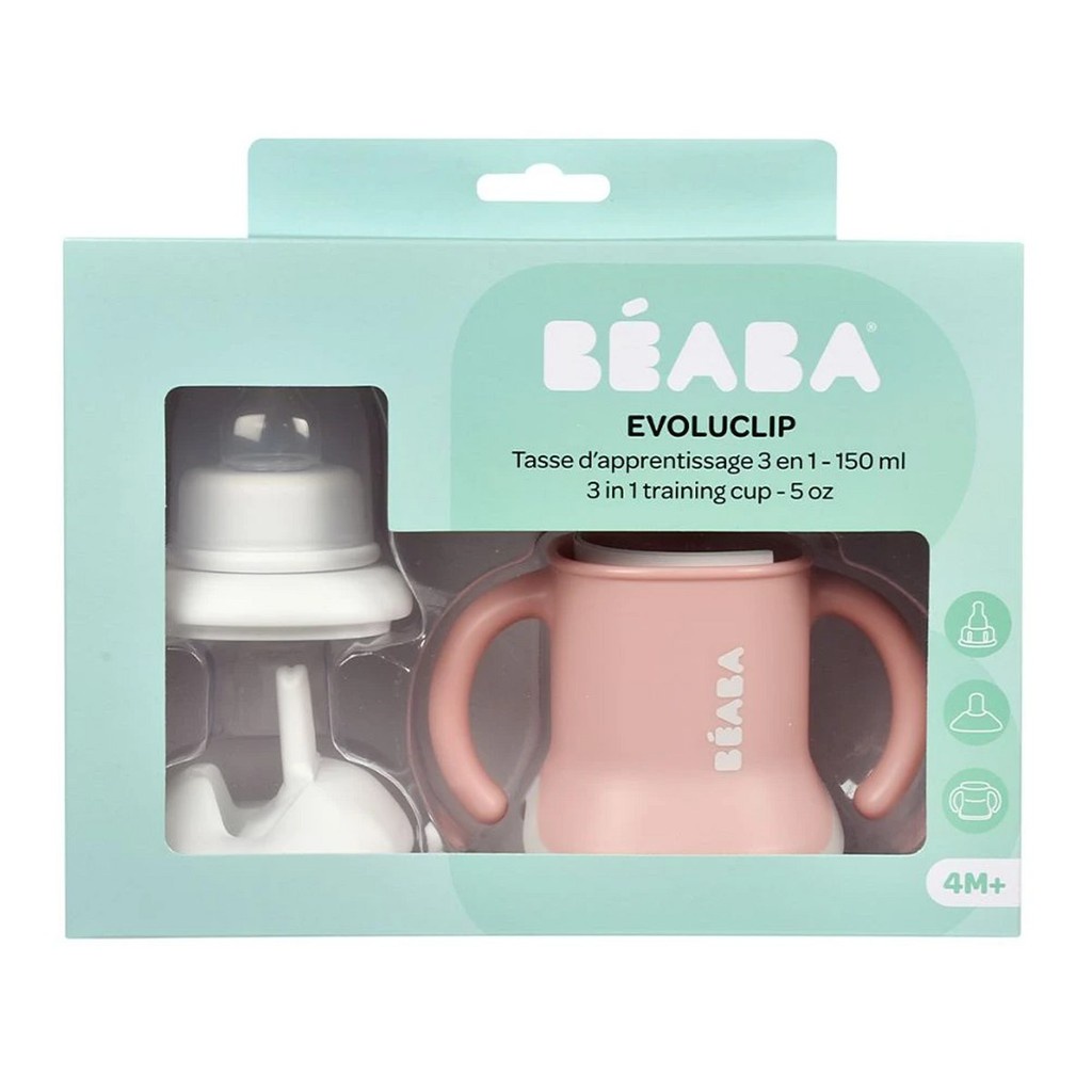 Beaba Baby 3-In-1 Training Cup - Gelas Minum Bayi (Pink)