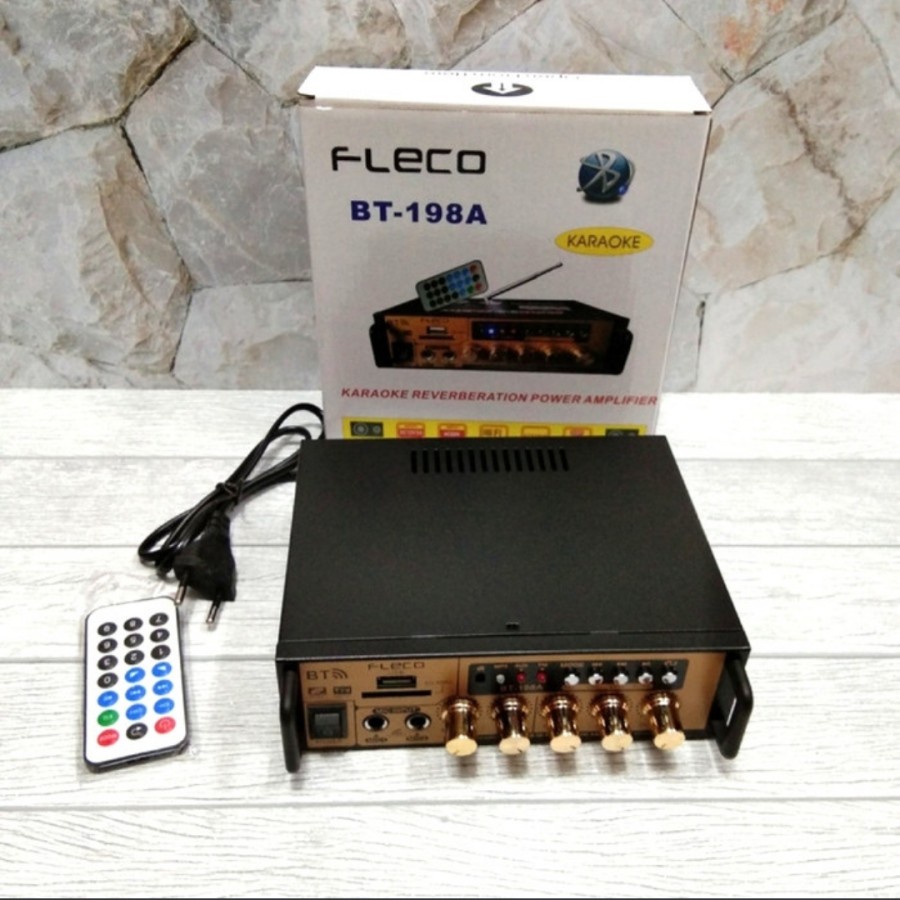 COD Ampli Fleco BT-198A Power Amplifier AC DC Bluetooth USB FM SD Mp3//AMPLI KARAOKE FLECO BT-198A