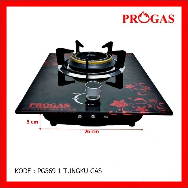 PROGAS  Kompor Gas 1 Tungku Kompor Kaca Tanam/Duduk