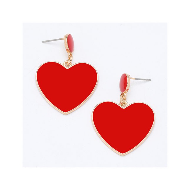 LRC Anting Tusuk Fashion Heart-shaped Alloy Oil Drop Geometric Earrings D92176