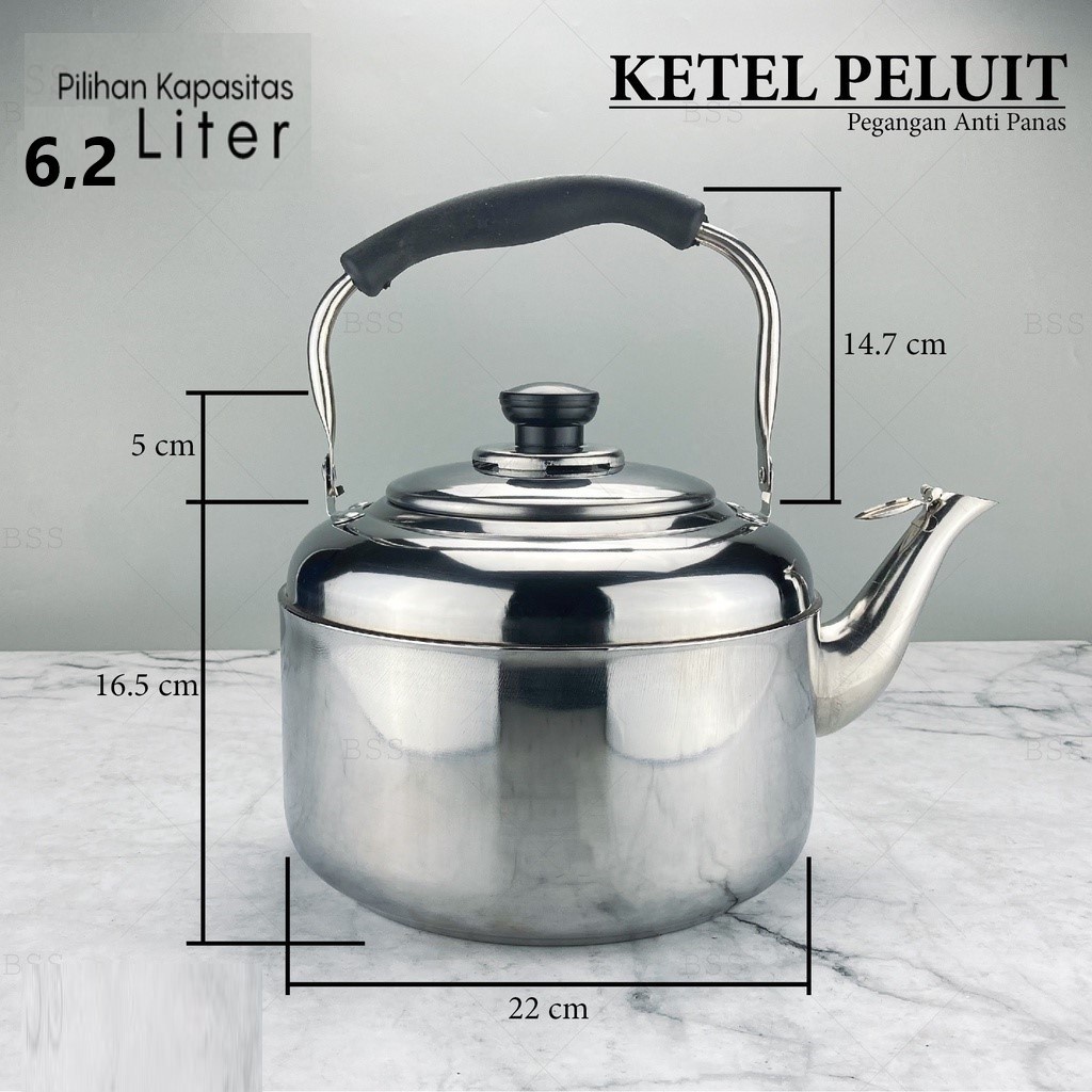 Whistle Kettel Teko Peluit Bunyi Pegangan Anti Panas MA 4,2 Liter 5L Whistle Kettel 6,2L