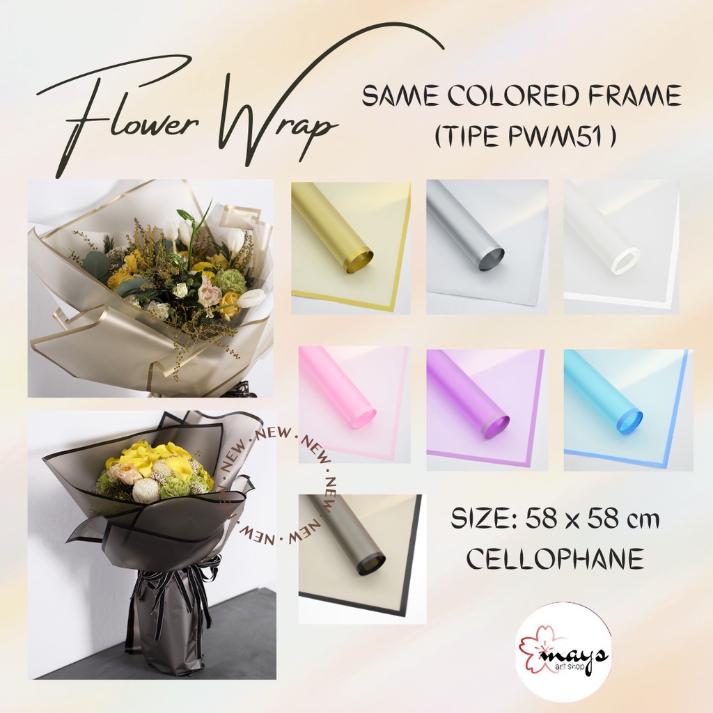 

[Ecer] Kertas Flower Wrapping - Flower Wrap Paper Per Lembar Cellophane Same Color List Line Frame Buket Bunga Bouquet Florist Korean Style Satuan Bucket 58 x 58 cm Murah