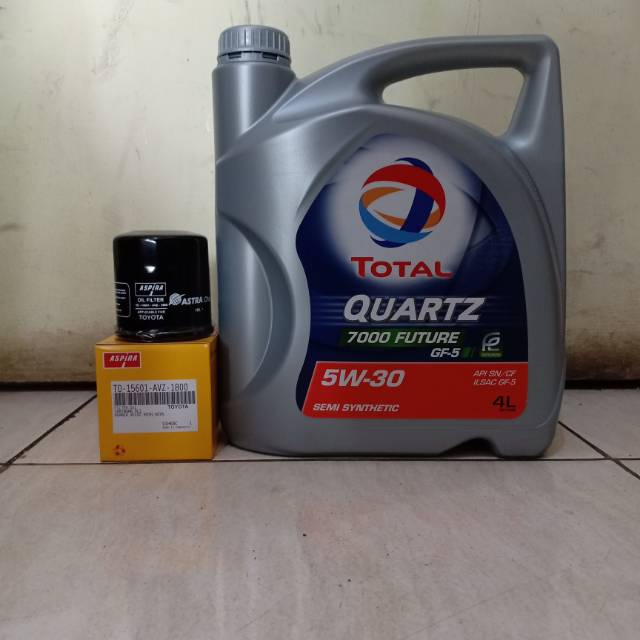 Paket Oli Total 5W-30 Kemasan 4 Liter + Filter Oli Avanza, Xenia, Rush, Terios, Granmax, Luxio