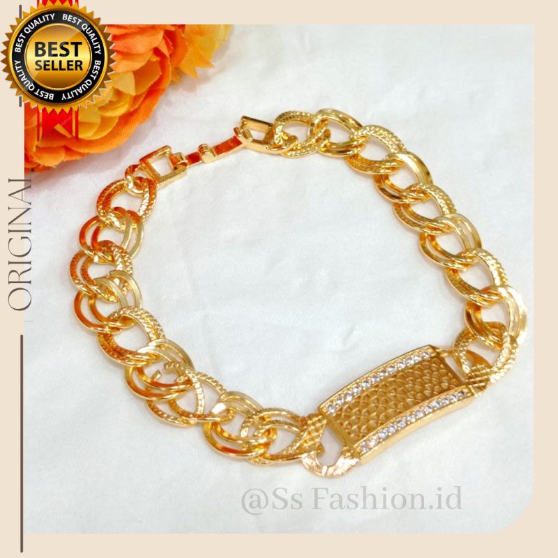Gelang Tangan Rantai motif kotak anti karat