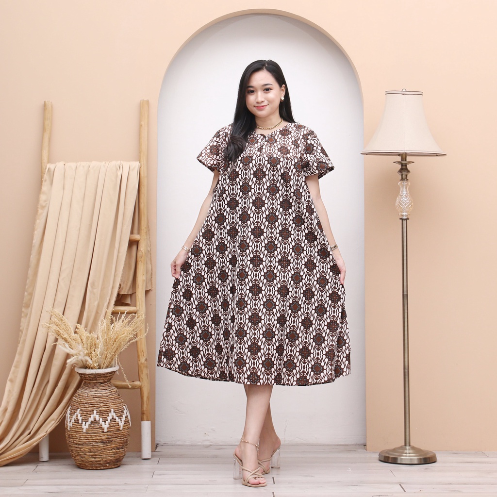 Daster Kencana Ungu Batik - Motif Abstrak - Sleting Dada - Busui - Bumil - Centini Hitput-DASTER 11