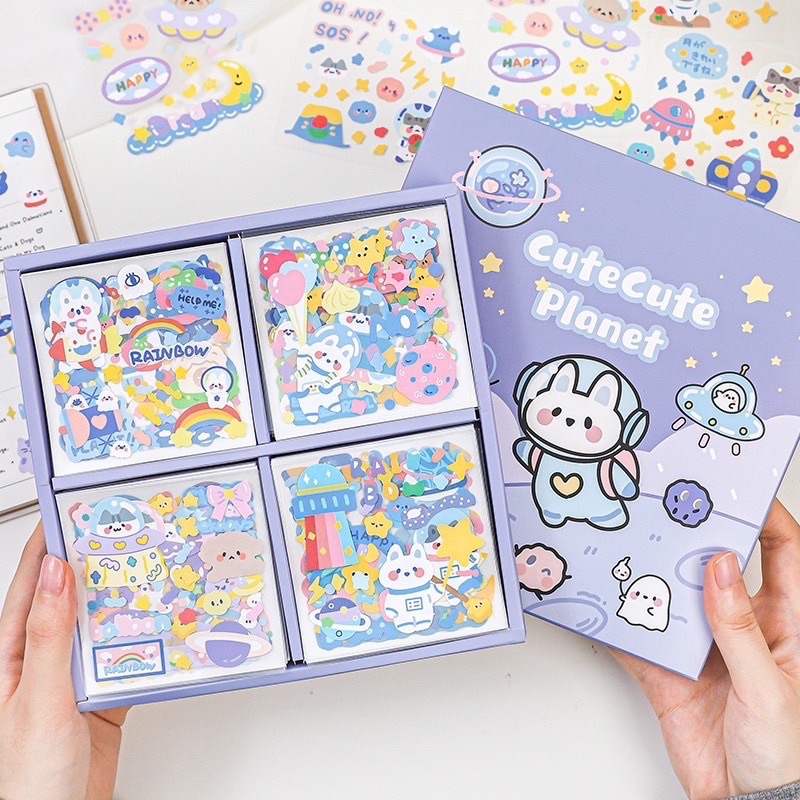 sticker aesthetic  - diy project sticker set box multi surface cute stickers korea style stickers tempelan diy