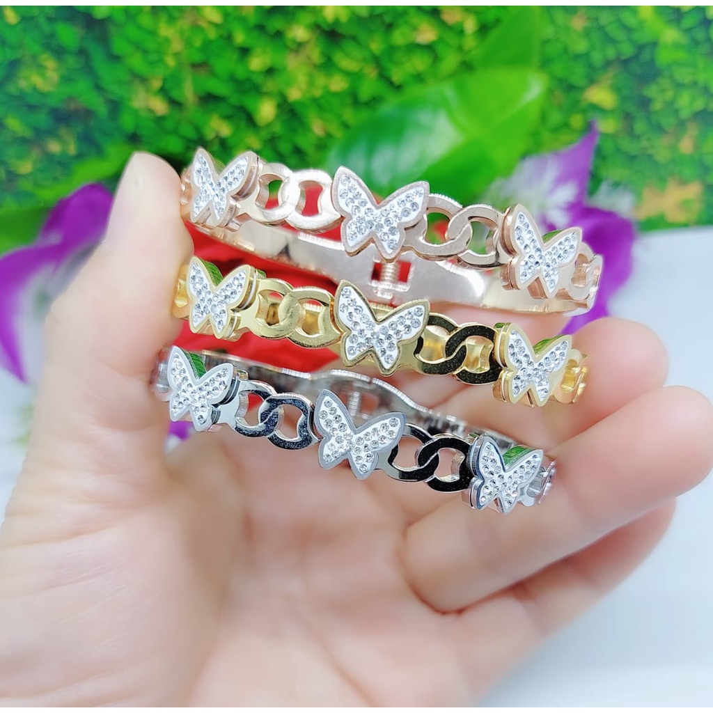 Titanium set（ gelang ,anting ,cincin）permata fashion jewellery