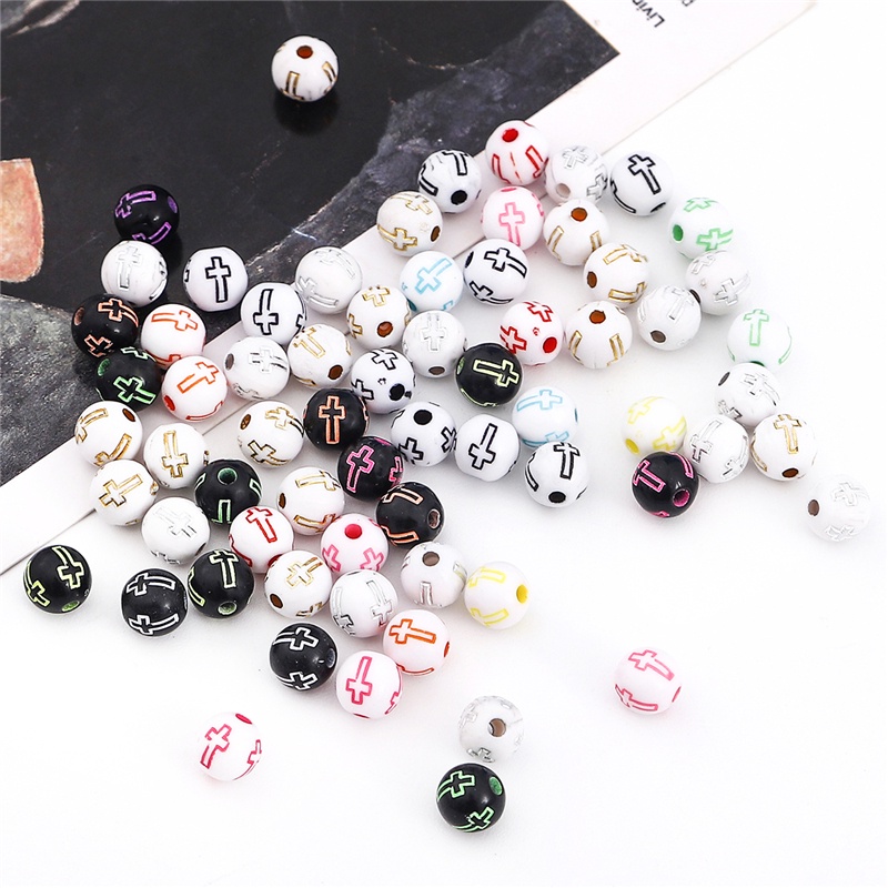 100 Pcs/Lot 8mm Plastik Akrilik Bulat Diukir Lintas Manik-manik Warna Pola Bulat Bola Manik-manik untuk Gelang Kalung Untuk Aksesoris Pembuatan Perhiasan Liontin DIY