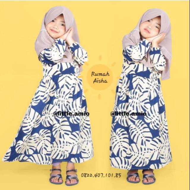 Gamis Anak/ Dress motif baby & kids by amio Size 5