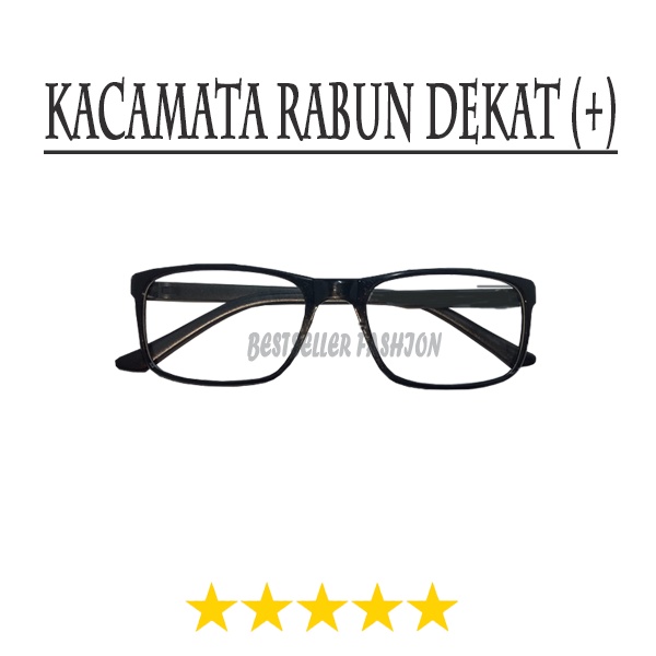 KACAMATA LENSA PLUS (+) UK.+1.00 SAMPAI +3.00 PRIA DAN WANITA FRAME PERSEGI HITAM FREE CASE