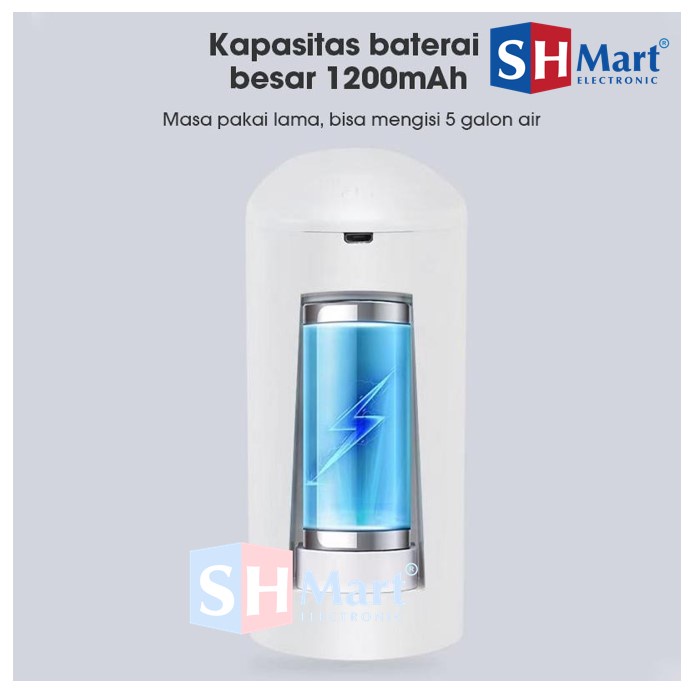 SAMONO Pompa Galon Air Elektrik Dispenser USB Rechargeable Putih SW-CQ01