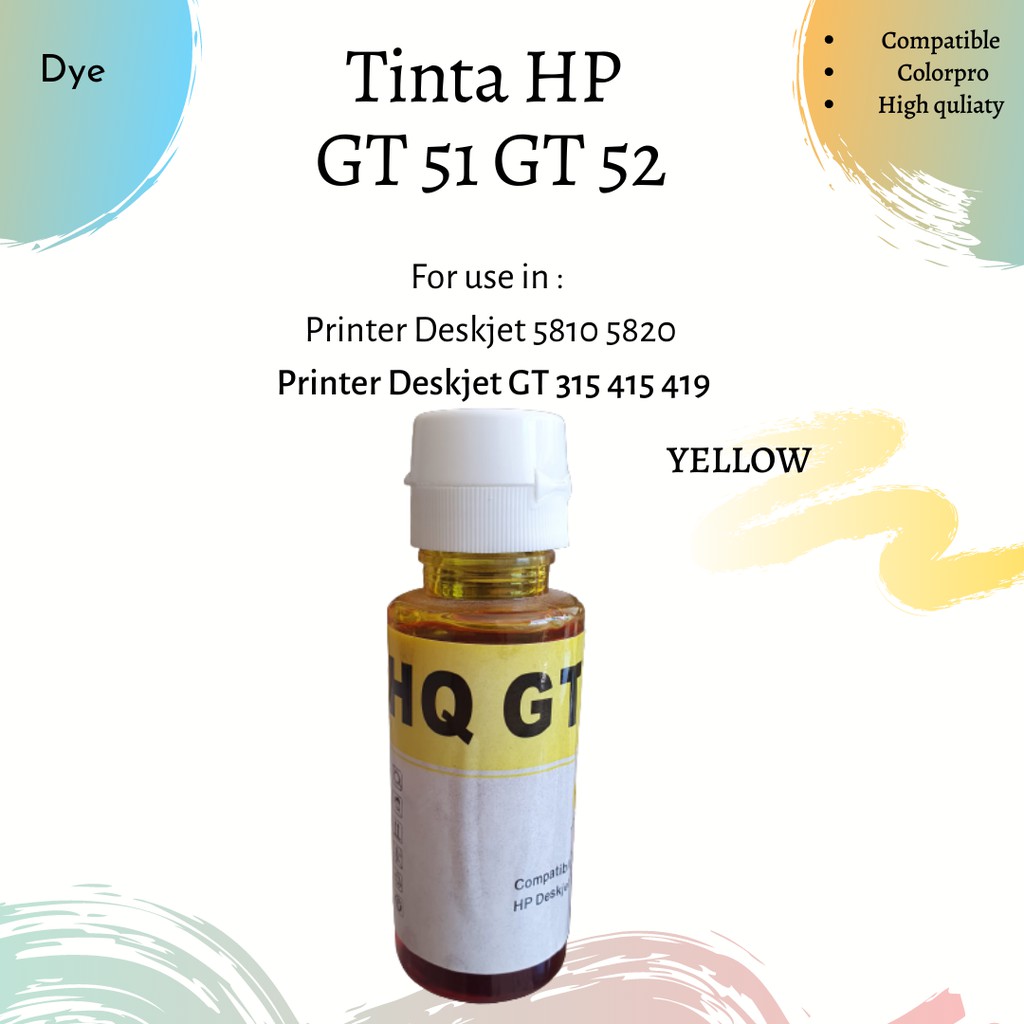 Tinta Compatible Colorpro Refill for Printer GT 51 52  Deskjet Officejet 1 PAKET 4 warna