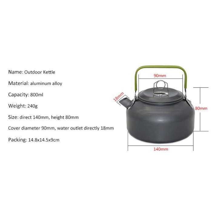 Teko Camping 1,1 Liter Kettle DS11 Ketel Masak Teapot Ceret Outdoor