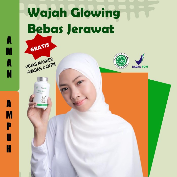 Paket Masker Wajah Bubuk Organik Spirulina Tiens Bpom Original Penghilang Jerawat Bekas Jerawat Brun