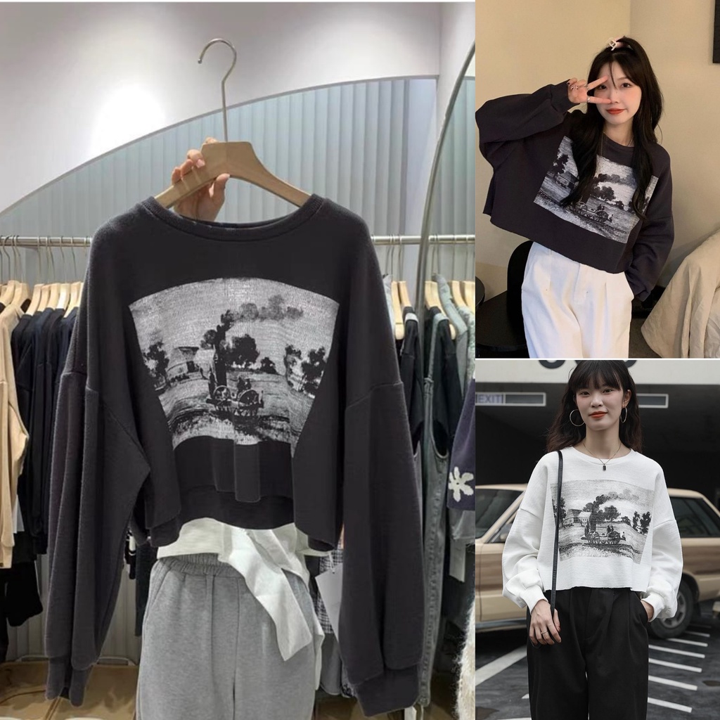 TRAIN SWEATER OVERSIZE - CREWNECK SWEATER WANITA - PAKAIAN WANITA KOREA