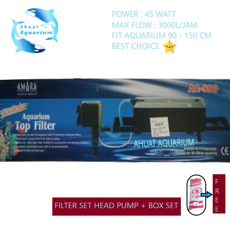 AMARA MESIN POMPA AIR SET AA-990 FILTER AQUARIUM SET PUMP MEDIA FILTER POMPA AQUARIUM MESIN FILTER A