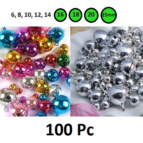 Bell lonceng kelintingan Warna Warni &amp; Silver Emas Uk 16mm - 25mm Harga/100pc