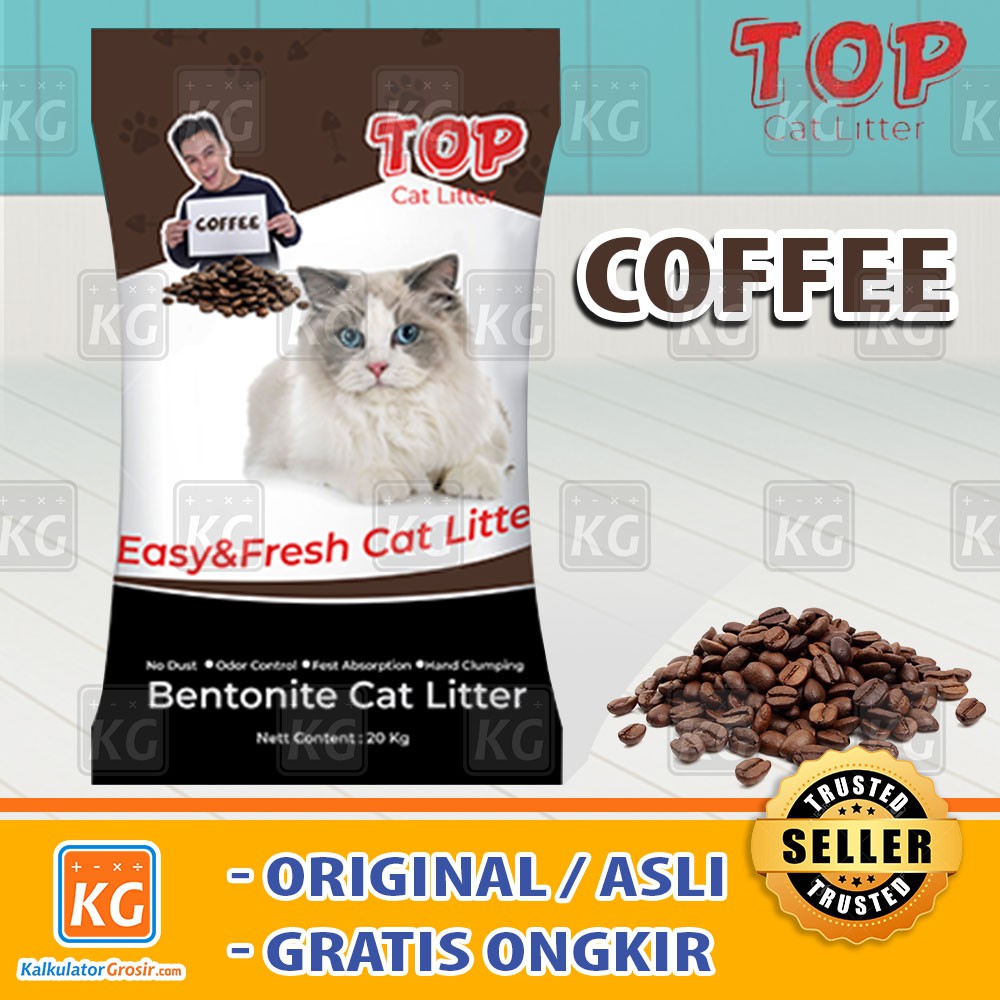 Pasir Kucing Gumpal Wangi - TOP Cat Litter Bentonite 1 Kg ( 1kg ) Anti Debu Aman Grab - Gojek