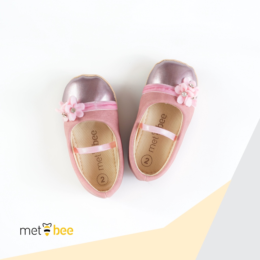 Metbee Prewalker Shoes Cheryl Pink / Grey - Sepatu Bayi