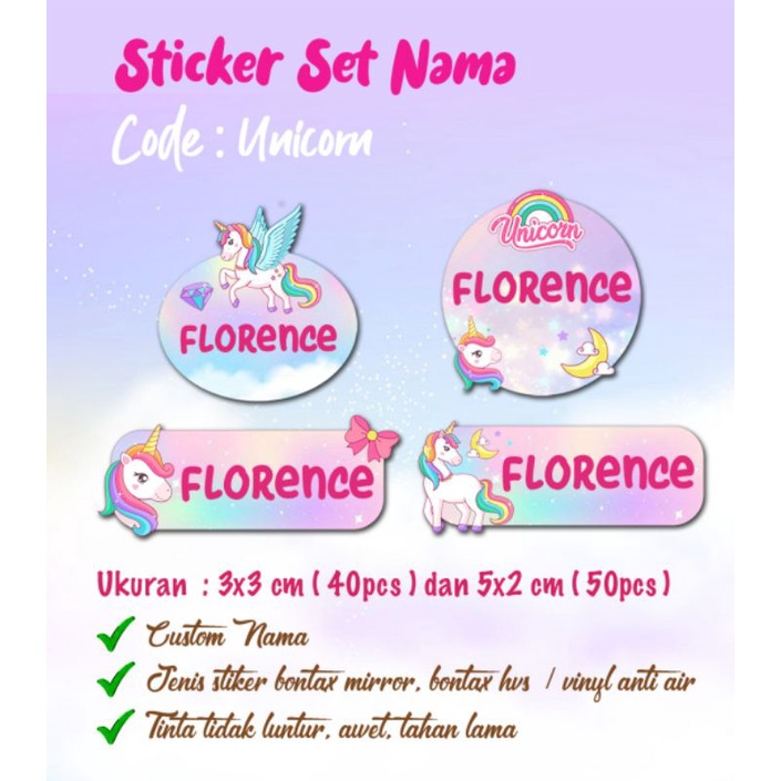 

STIKER NAMA BUKU 40-60pcs| STIKER BOTOL ANAK | STIKER CUSTOM ANTI RIBET