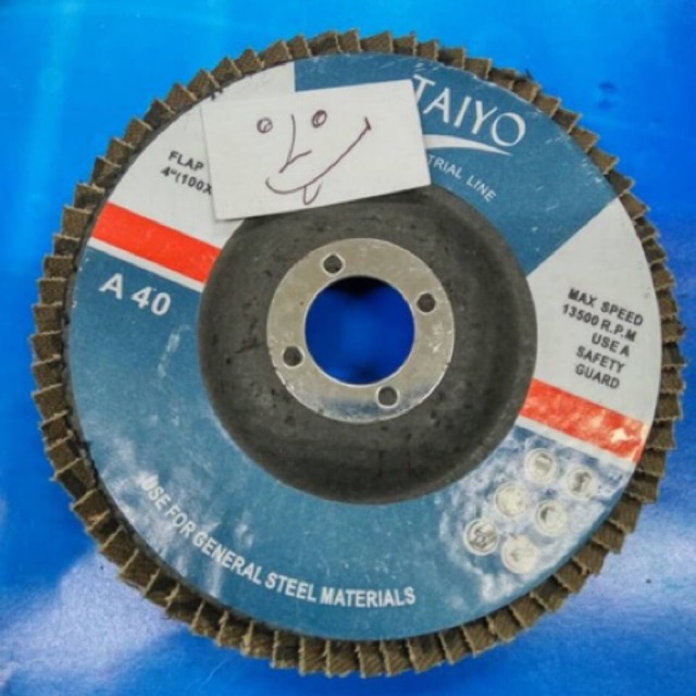 MATA GERINDA AMPLAS SUSUN TAIYO GRIT #40 FLAP DISC 4 INCH BAGUS & AWET