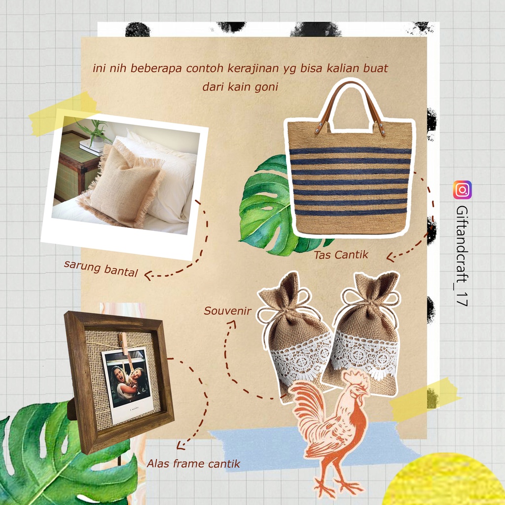 Kain Goni Import 45cm x 45cm Kemasan / Kain Burlap / Kain Kerajinan