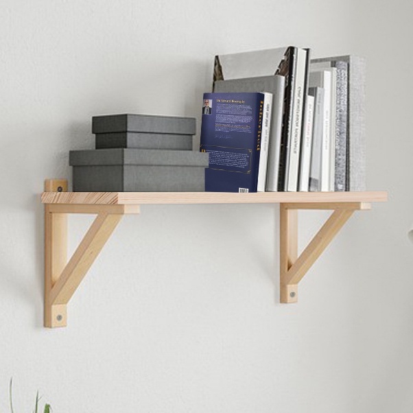 Floating Shelves, Rak Dinding, Rak Bracket Kayu Natural