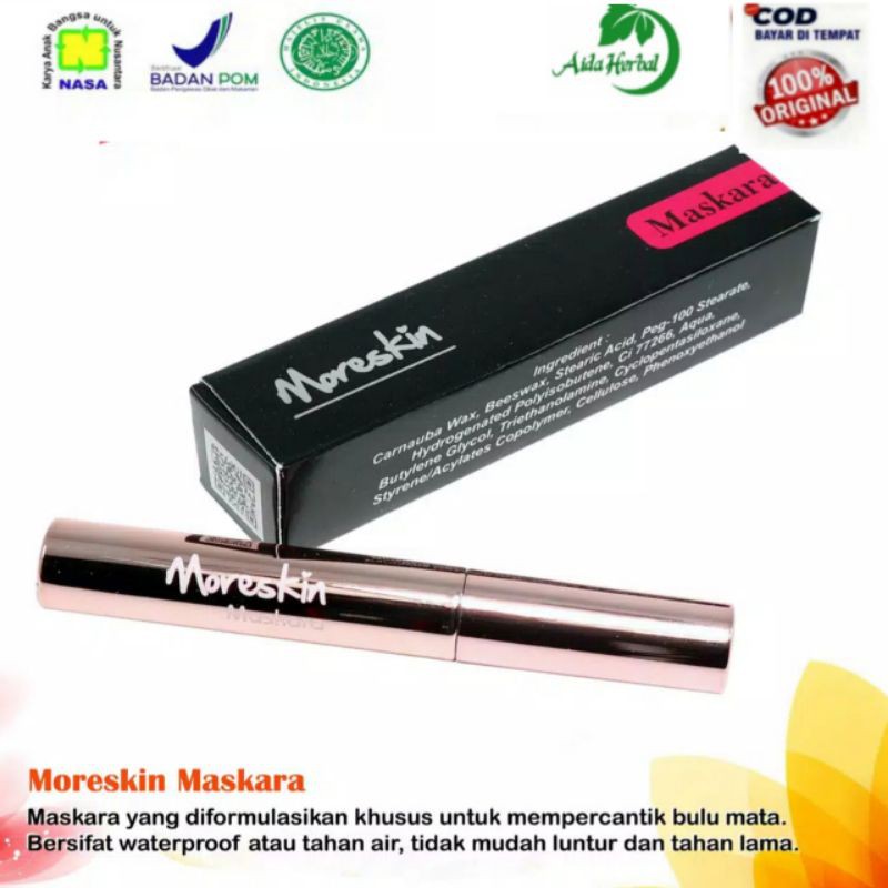 moreskin maskara waterproof 4ml_ mascara maskara tahan lama