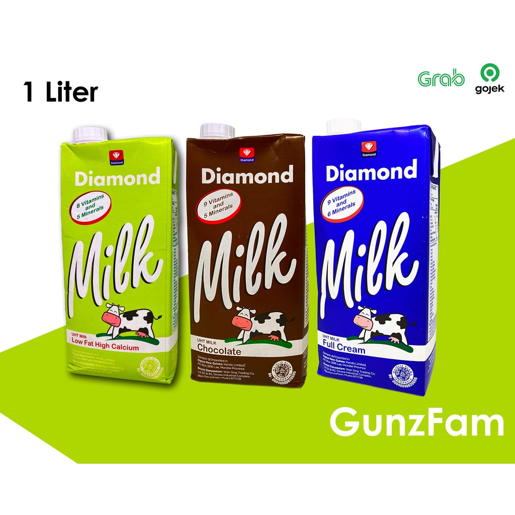 Susu Diamond UHT 1 Liter Full Cream Coklat Low Fat - 1 Karton