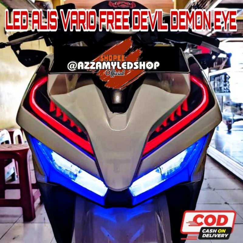 Paket lampu motor DRL alis lampu alis new vario 125 vario 150 tahun 2019 2020 2021 free demon eye devil eye kualitas grade A super terang