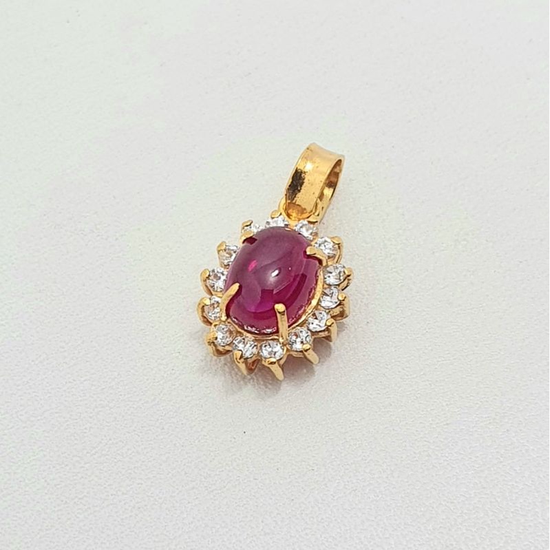 Liontin Emas Muda Batu Merah Mata Putih 2 Gram